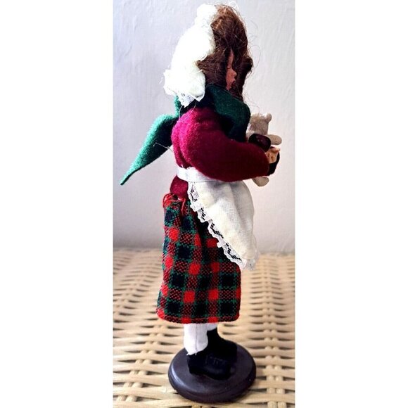 Vintage Christmas Caroler 9" Girl Holding Teddy Bear and Apple - Picture 5 of 9